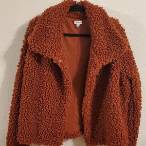 Rust Faux Sherpa Western coat